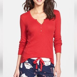 EUC. PJ Salvage fleece plaid pajama jogger pant and henley sleep shirt